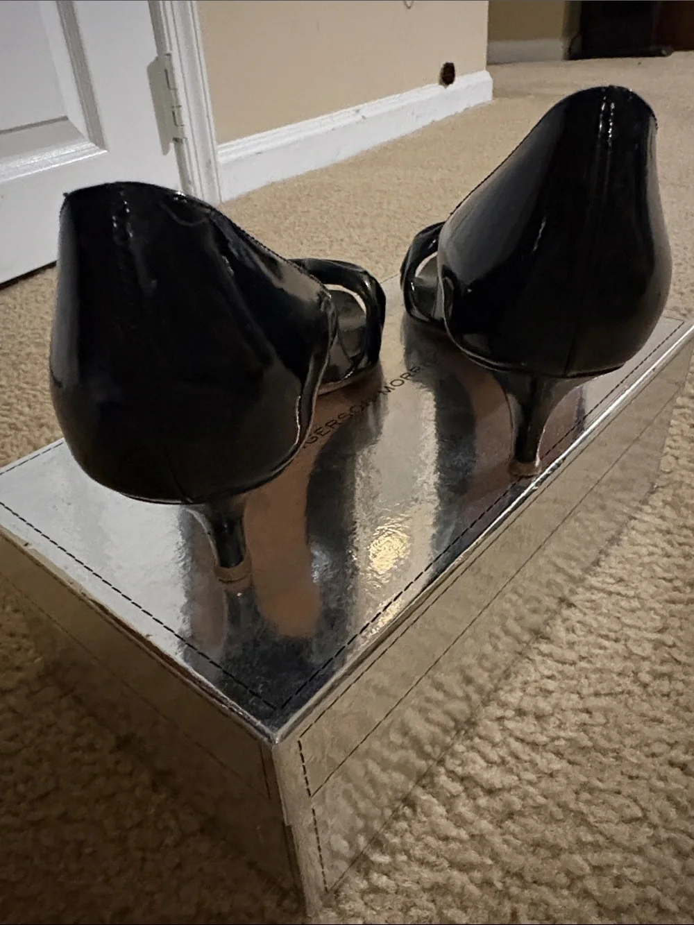 Sigerson Morrison Black Patent Bow Peep Toe Heels
